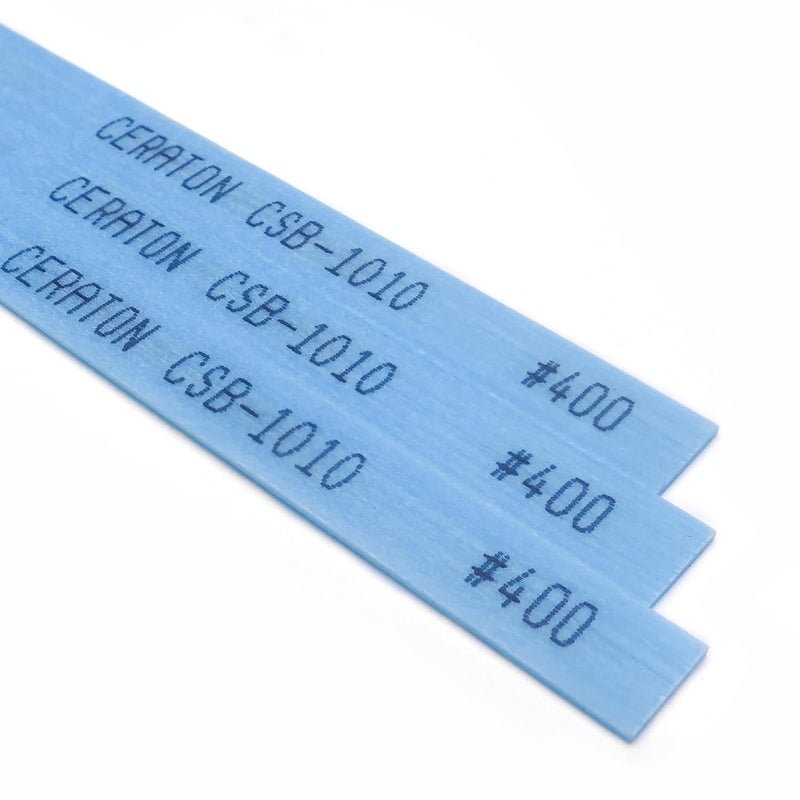 Miracle Ceraton Ceramic Fiber Stones – 10-Pack, 3.94" x 0.39" x 0.04" – for Air, Electric, Ultrasonic Tools & Hand Holders – Polishing, Deburring, EDM Removal (#400 Blue) - Image 1